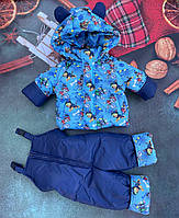 Зимний комплект куртка + комбинезон: Стиль, Тепло и Защита 98-104, Патруль голубо-синий