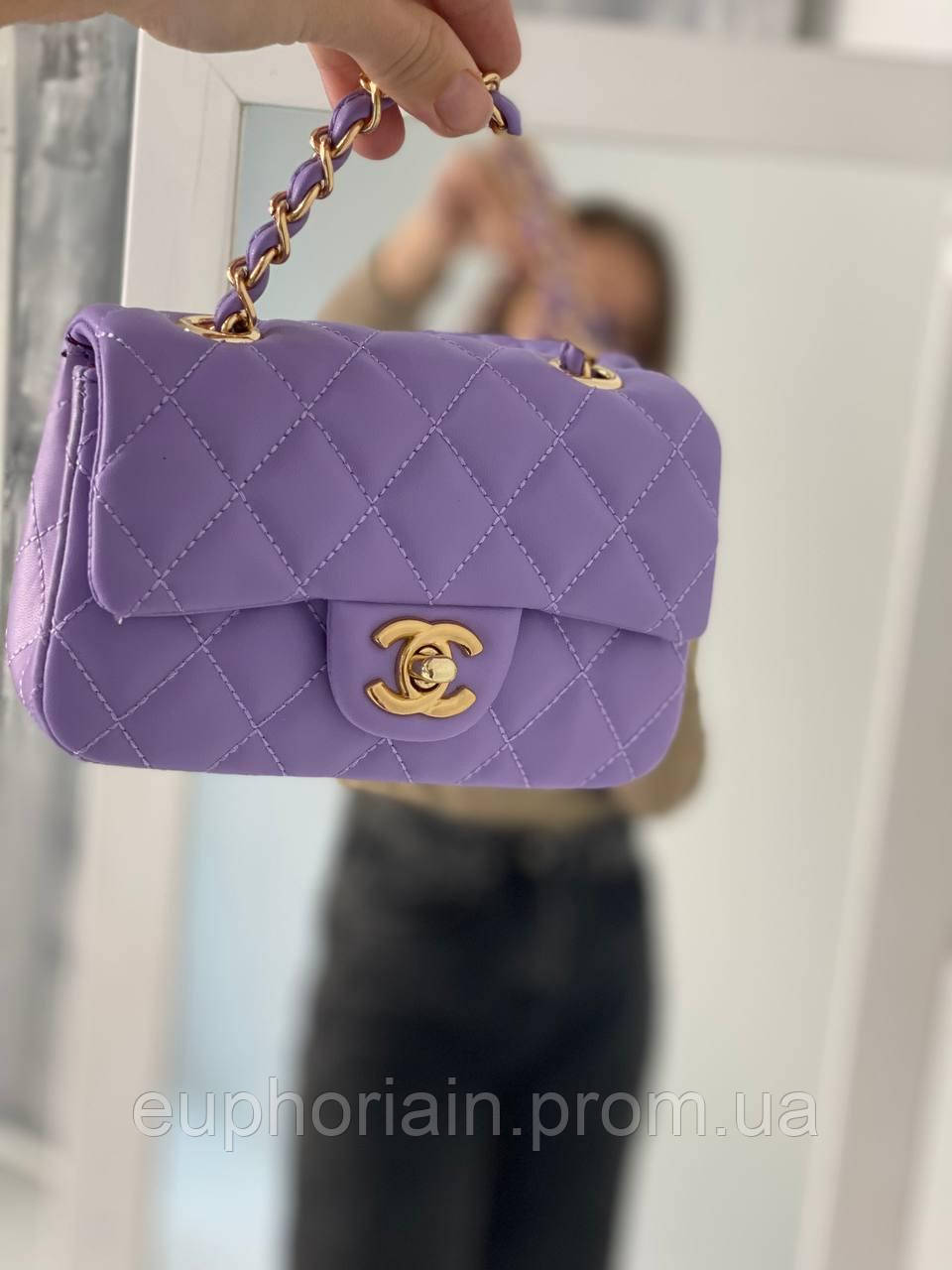 Сумка женская Chanel Mini Gray/ Шанель фиолетовая на плечо сумочка женская кожаная стильная Отличное качество - фото 6 - id-p2033336700