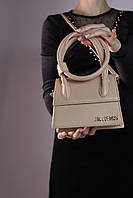 Жіноча сумка Jacquemus Le Chiquito Noeud beige, женская сумка, Жакмюс бежевого кольору Відмінна якість