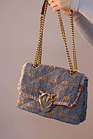 Женская сумка Pinko Love Bag Puff Denim logo, женская сумка Пинко Отличное качество
