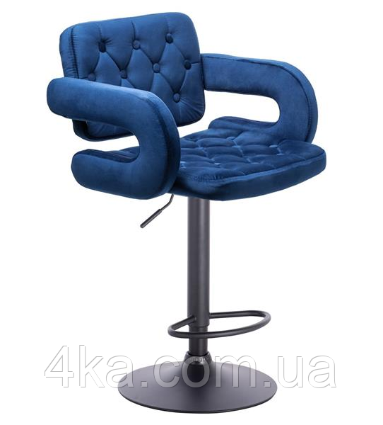 Крісло барне, візажне НR8403W, велюр, синє, база чорна