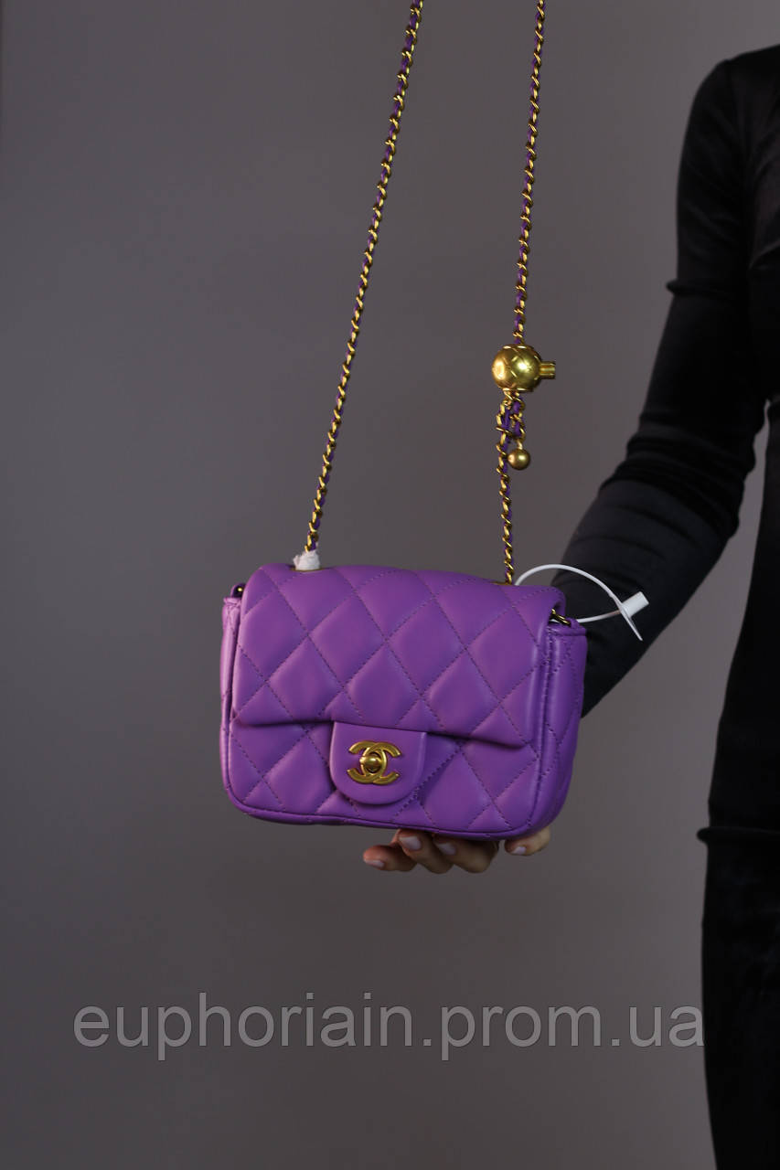 Женская сумка Chanel Mini 18 violet, женская сумка, брендовая сумка Шанель фиолетового цвета Отличное качество - фото 1 - id-p2033336778