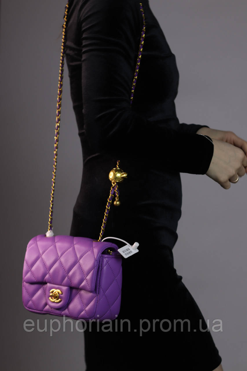 Женская сумка Chanel Mini 18 violet, женская сумка, брендовая сумка Шанель фиолетового цвета Отличное качество - фото 4 - id-p2033336778