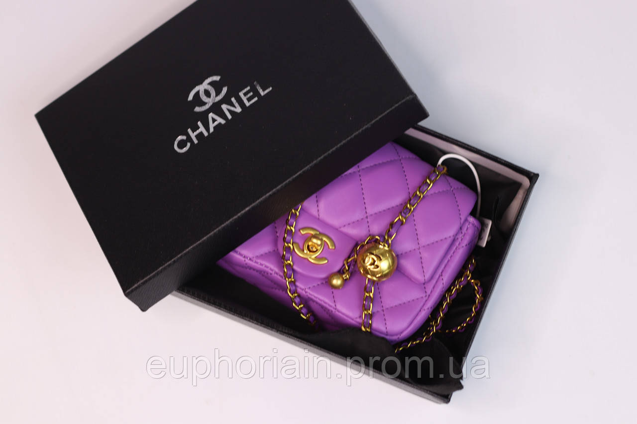 Женская сумка Chanel Mini 18 violet, женская сумка, брендовая сумка Шанель фиолетового цвета Отличное качество - фото 5 - id-p2033336778