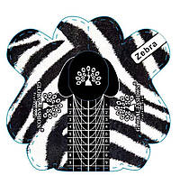 Одноразовые формы для наращивания ногтей 300 шт Zebra