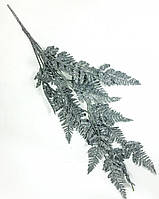 Новогодний декор "Ветка папоротника" с глиттером серебро