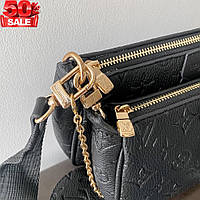 Сумка на каждый день женская из эко кожи, Красивые сумки, Lv multi pochette black, два отделения Отличное