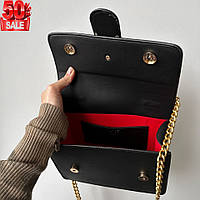 Кожаная женская черная сумка Pinko для работы и встреч городской стиль через плечо Отличное качество