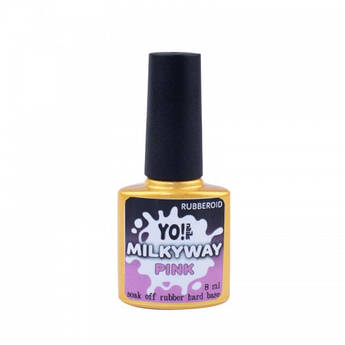 YO NAILS RubberOid Milkyway PINK Soak Off Hard Base Каучукова база рожева, 8 мл