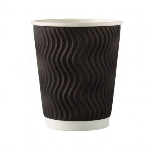 Стакан гофрований (волна) чорний 110 мл (20 шт)