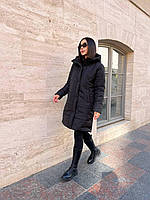 Стеганая куртка женская с капюшоном черная 42-44, 46-48, 50-52, 54-56 | Куртка удлиненная женская демисезонная Черный, 54/56