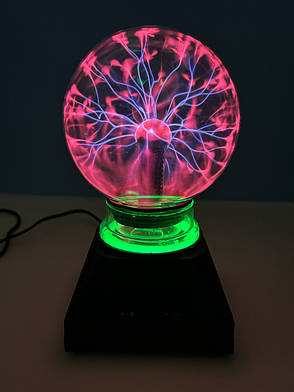Декоративний світильник, плазмова куля Тесла, блискавичний дотик "Plasma Magic Light Flash BIG Ball" 12 см, чорний, фото 1