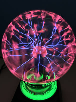 Декоративний світильник, плазмова куля Тесла, блискавичний дотик "Plasma Magic Light Flash BIG Ball" 12 см, чорний, фото 3