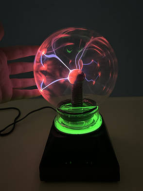 Декоративний світильник, плазмова куля Тесла, блискавичний дотик "Plasma Magic Light Flash BIG Ball" 10 см, фото 1