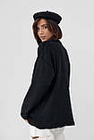 Жіночий в'язаний джемпер оверсайз — чорний колір, ONE SIZE (є розміри), фото 2