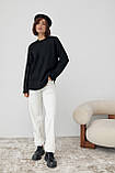 Жіночий в'язаний джемпер оверсайз — чорний колір, ONE SIZE (є розміри), фото 3