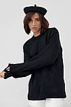 Жіночий в'язаний джемпер оверсайз — чорний колір, ONE SIZE (є розміри), фото 5