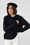 Жіночий в'язаний джемпер оверсайз — чорний колір, ONE SIZE (є розміри), фото 6