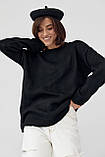 Жіночий в'язаний джемпер оверсайз — чорний колір, ONE SIZE (є розміри), фото 8