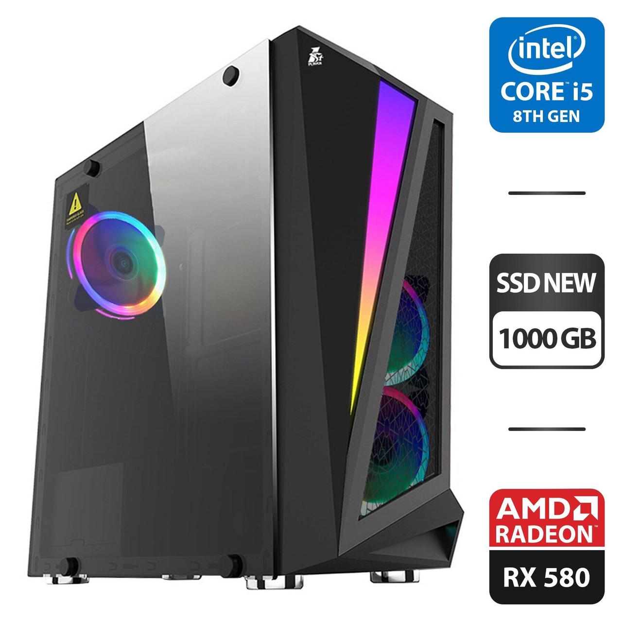 Ігровий ПК 1stPlayer R5-3R1-WH MT NEW/ Core i5-8500/ 16 GB RAM/ 1000 GB SSD NEW/ Radeon RX 580 8GB/ 500W