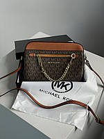 Michael Kors Jet Set Large Logo Crossbody Bag Brown 24 х 17 х 6 см женские сумочки и клатчи хорошее качество