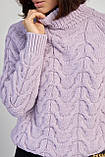 Жіночий светр із грубого в'язання в косичку, фото 4