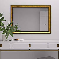 Настенное зеркало золото 70х100 в узкой раме красивое, зеркало в прихожую на стену красивое для спальни