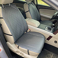 Накидки для авто з екошкіри, Подовжений ромб темно-сірий, Преміум +, Передній комплект