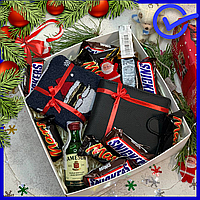 Подарочный набор на новый год с алкоголем и шоколадными конфетами, оригинальный алкогольный набор с виски