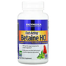 Бетаїн гідрохлорид, Betaine HCI, Enzymedica, 120 капсул
