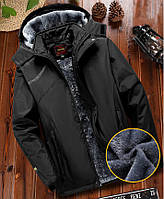 Куртка парка зимова чоловіча чорна з капюшоном