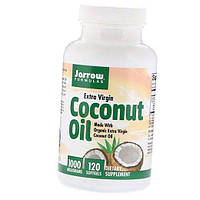 Натуральное кокосовое масло холодного отжима Coconut Oil Extra Virgin 1000 Jarrow Formulas 120гелкапс