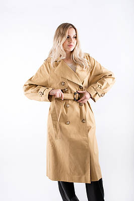 Жіночий тренч з котону кемел 24953 2XS (2000000114774)