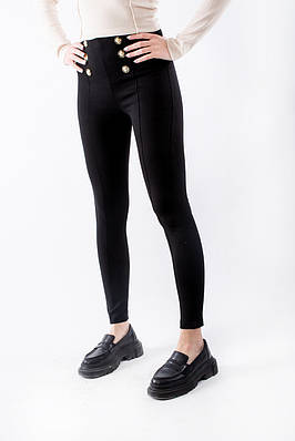 Легінси жіночі з декоративними гудзиками чорні 5049Х S (2000000120164)