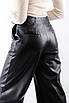 Штани жіночі з екошкіри широкі з імітацією кишеньок чорні 30002 (2000000120454), фото 3