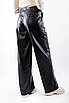 Штани жіночі з екошкіри широкі з імітацією кишеньок чорні 30002 (2000000120454), фото 5