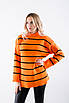 Джемпер жіночий в смужку оранжево-чорний 62017 ONE SIZE (2000000120867), фото 5