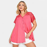 Поло YOURS Curve Limited Collection Lace Insert Pink T- Blouse Pink Доставка від 14 днів - Оригинал