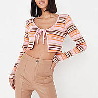 Кофта Missguided Tall Rib Stripe Tie Front Cardigan Multi Доставка від 14 днів - Оригинал