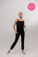 Комбинезон детсий взрослый для тренировки разогрева танцев гимнастики балета Черный