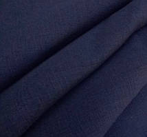 Льняна сорочкова тканина темно-синього кольору