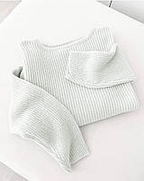 Женский теплый вязаный свитер с круглым вырезом размер универсальный 42-46