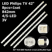 LED подсветка Philips TV 42" LC420DUN-PGA1 LG: 42LA6300-CA 42LA6300 TOSHIBA: 40L6453DB 8шт.