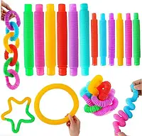 Пластиковые эластичные трубы Fidget Pop Tube, антистрессовые сенсорные игрушки