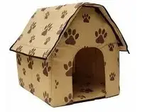 Домик для собак и кошек Portable Dog House, будка для домашних животных, коричневая будка