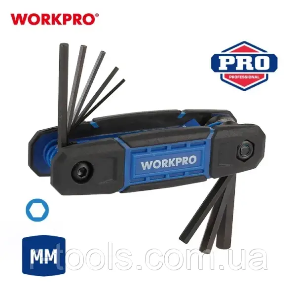 Набір ключів шестигранних складних HEX (8 шт.) CR-V Workpro PRO WP222028