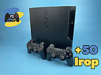 PlayStation 3 (PS 3 Slim) на 500 Gb, Два джойстика, Прошитая, 50 игр