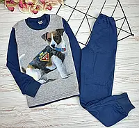 Пижама теплая на мальчика 116-128см "Пес Патрон" Синяя. Детская пижама для мальчика