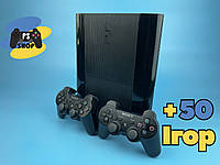 Playstation 3 (PS 3 SuperSlim) на 500gb, Два джойстики, Прошитая, 50 игр