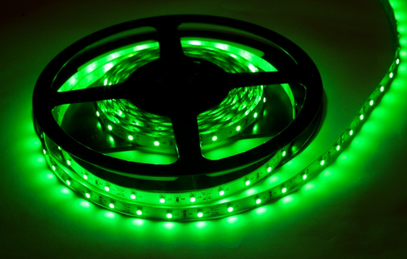 Світлодіодна Led-стрічка SMD 3528 на 60 діодів в 1 метрі, 4,8 Вт/1м, зелений колір, не герметична